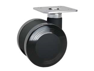 RUOTE ANTITRACCIA IN POLIURETANO CON PIASTRA GIREVOLE 172- - ø mm.50 piastra mm.38x38 - mm.58h. port. kg.45 - 4 pezzi AVO