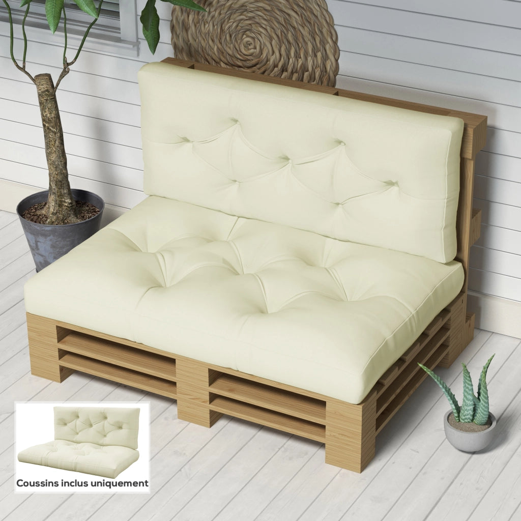 Cuscini per Divano Pallet 2 Posti ¨C Zephmum ¨C Crema 120x80x12 cm