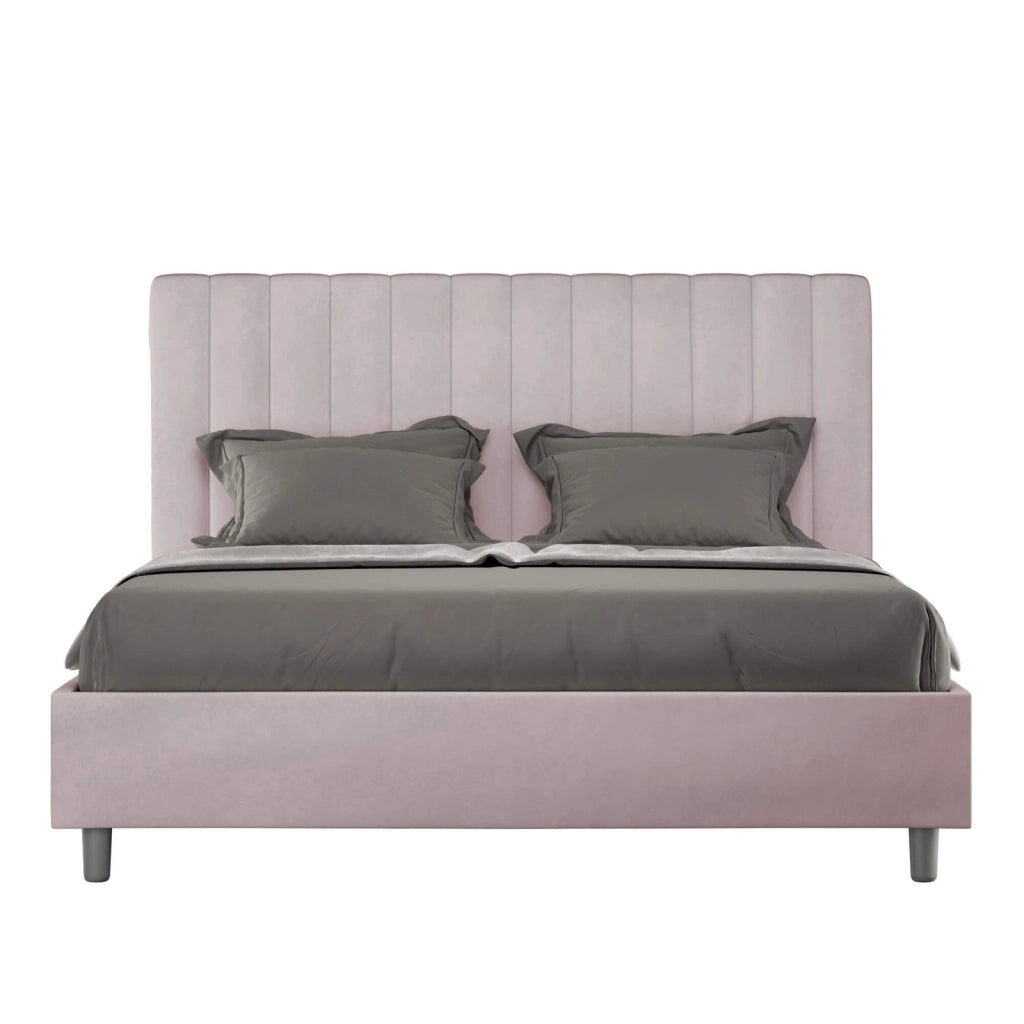 Letto una piazza e mezza con rete imbottito 130x200 microfibra glicine Agueda
