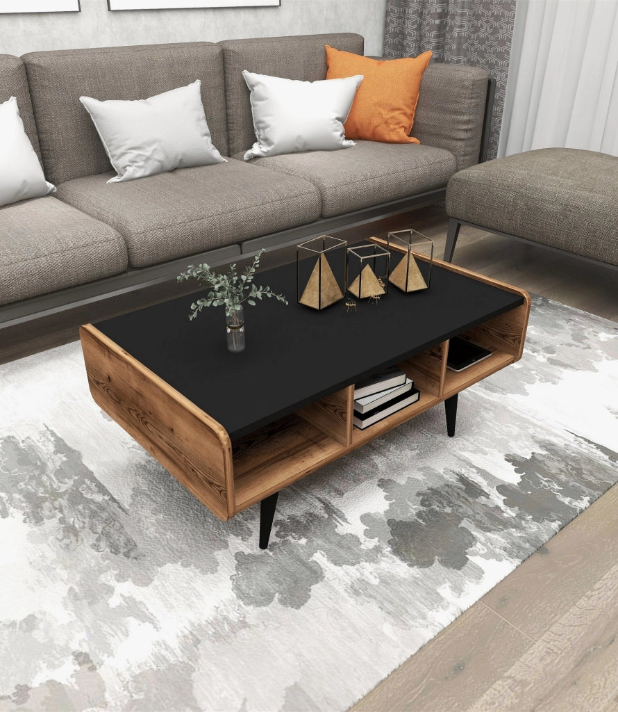 Mangone, Tavolino da Salotto con Piedini, 90x56x40h cm Marrone Rovere Nodi