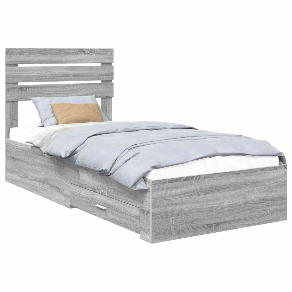 Struttura del letto Grigio Sonoma e Argento 75 x 190 cm