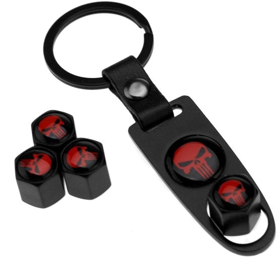 Accessori per auto - 4 pezzi - Copricapo metallico - Adatto per pneumatici posteriori - Porta chiavi - Cappotto di protezione - Adatto per pneumatici posteriori