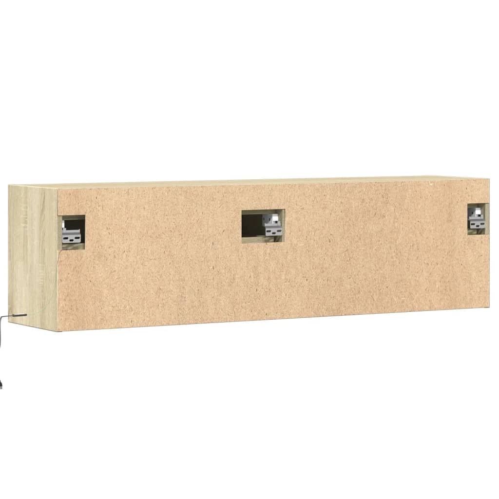 Mobile TV multimediale scaffale TV credenza mobile TV sala da pranzo soggiorno camera da letto a parete con luci LED rovere Sonoma 140 x 31 x 38 cm marrone 02_0028009