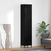 Credenza-Buffet-Armadio da cucina Rovere Nero 34,5 x 34 x 180 cm Legno multistrato 521386