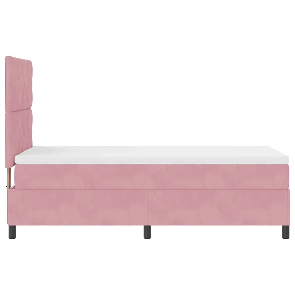 Letto a Sorgente LED con materasso Rosa 100 x 200 cm Velluto 3343363