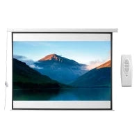 Schermo per Proiettore 100 Pollici Formato 4:3 Regolabile con Telecomando, Schermo di Proiezione Motorizzato Compatto, Installazione a Parete o Soffitto, 203x152 cm, Bianco
