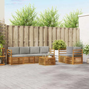 Set di divani da esterno 7 pcs Grigio Naturale e Chiaro