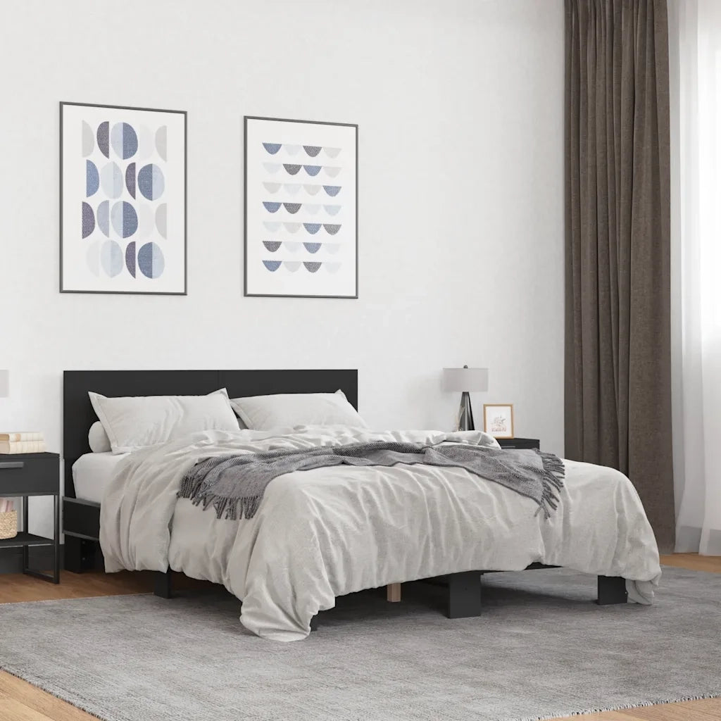 Giroletto Nero 120x190 cm in Legno Multistrato e Metallo 3280202