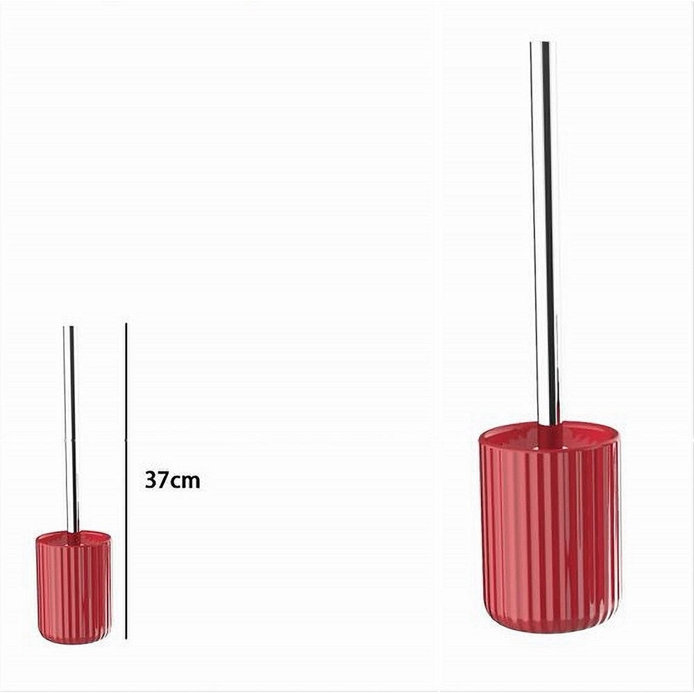 Trade Shop - Portascopino Arredo Per Bagno Wc Toilette Rosso Rigato Con Scopino Completo 69914 -