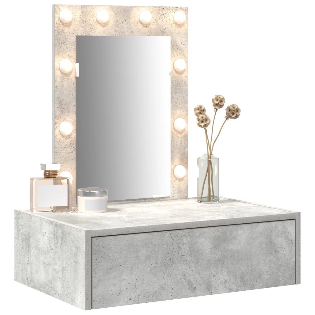 Tavolo da trucco a parete con luci LED Grigio cemento