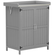 Armadio da Esterno Capanno Porta Attrezzi 74x43x88 cm con Mensola e con 2 Ante in Legno Grigio
