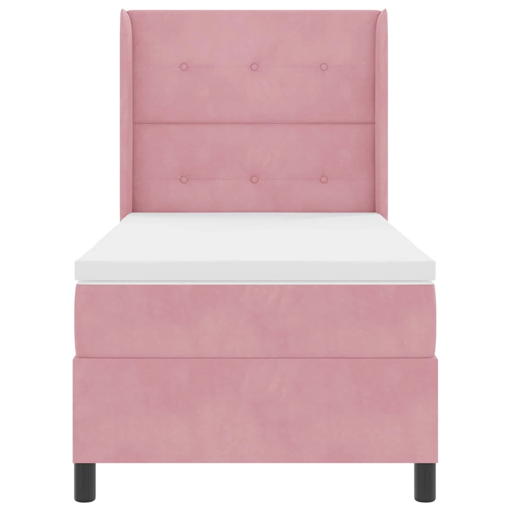 Letto a molle con materasso Rosa 90 x 190 cm Velluto