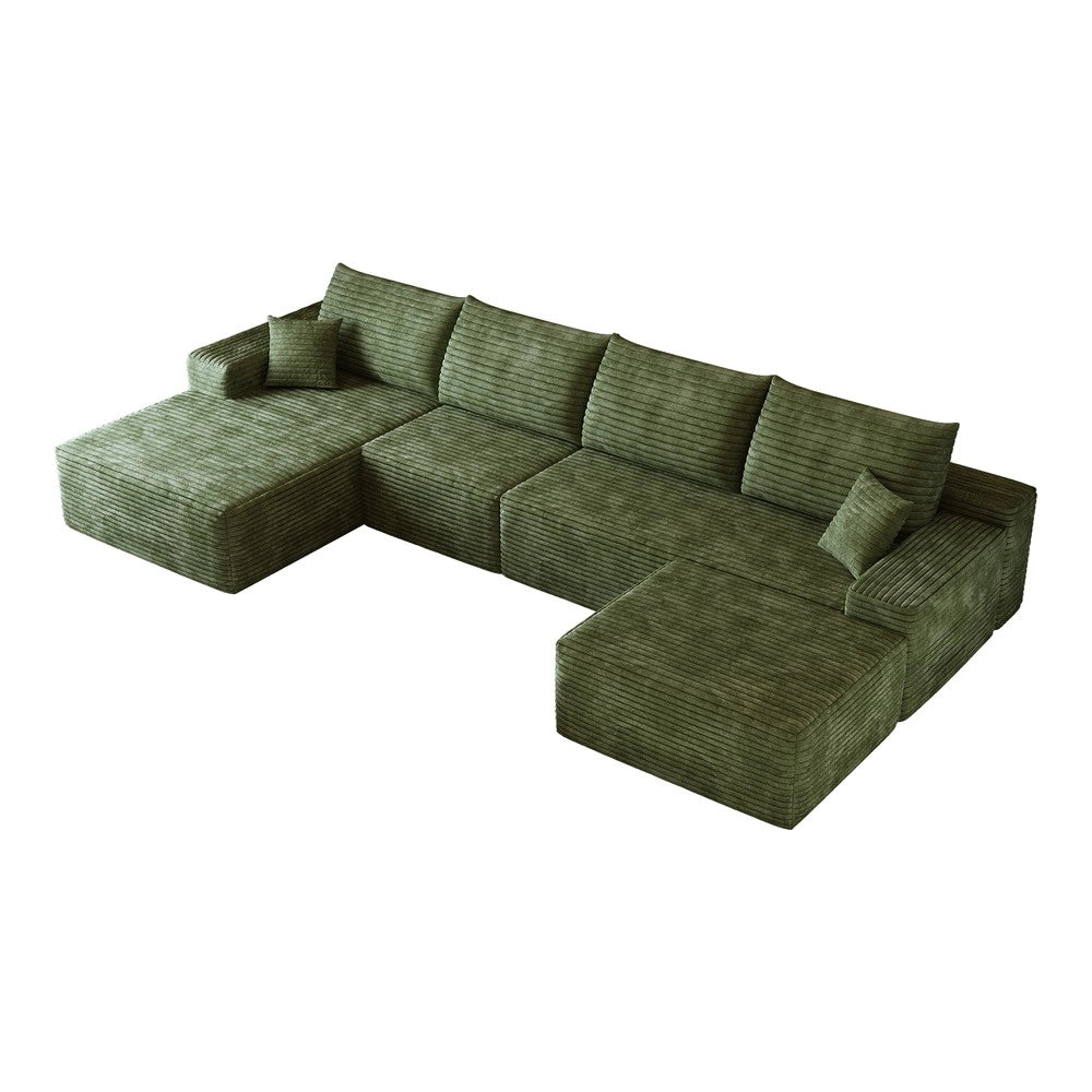 Divano angolare con Chaise Longue ¨C Minimal ¨C verde velluto 340cm