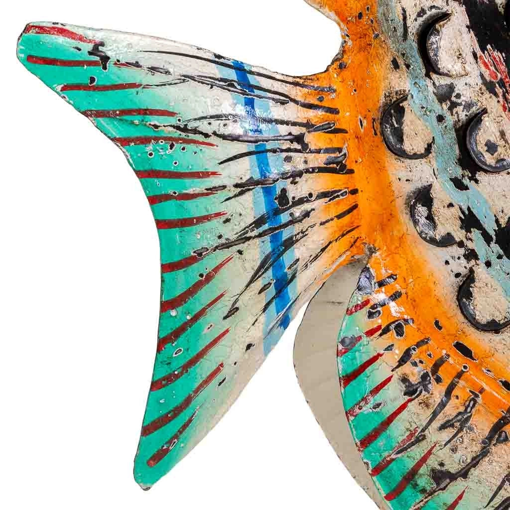 Figura di pesce in metallo multicolore, 58x15x61h cm