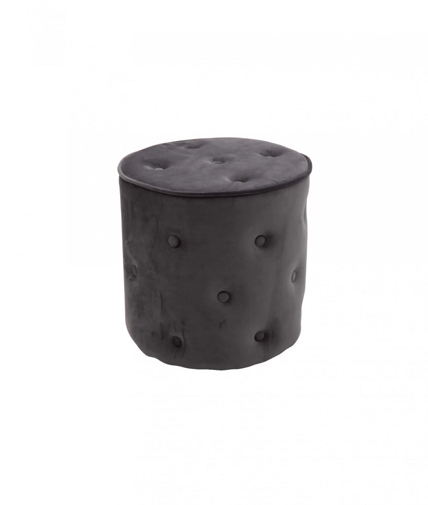 1 pouff in velluto grigio con bottoni  misure l.40 h.40 p.40