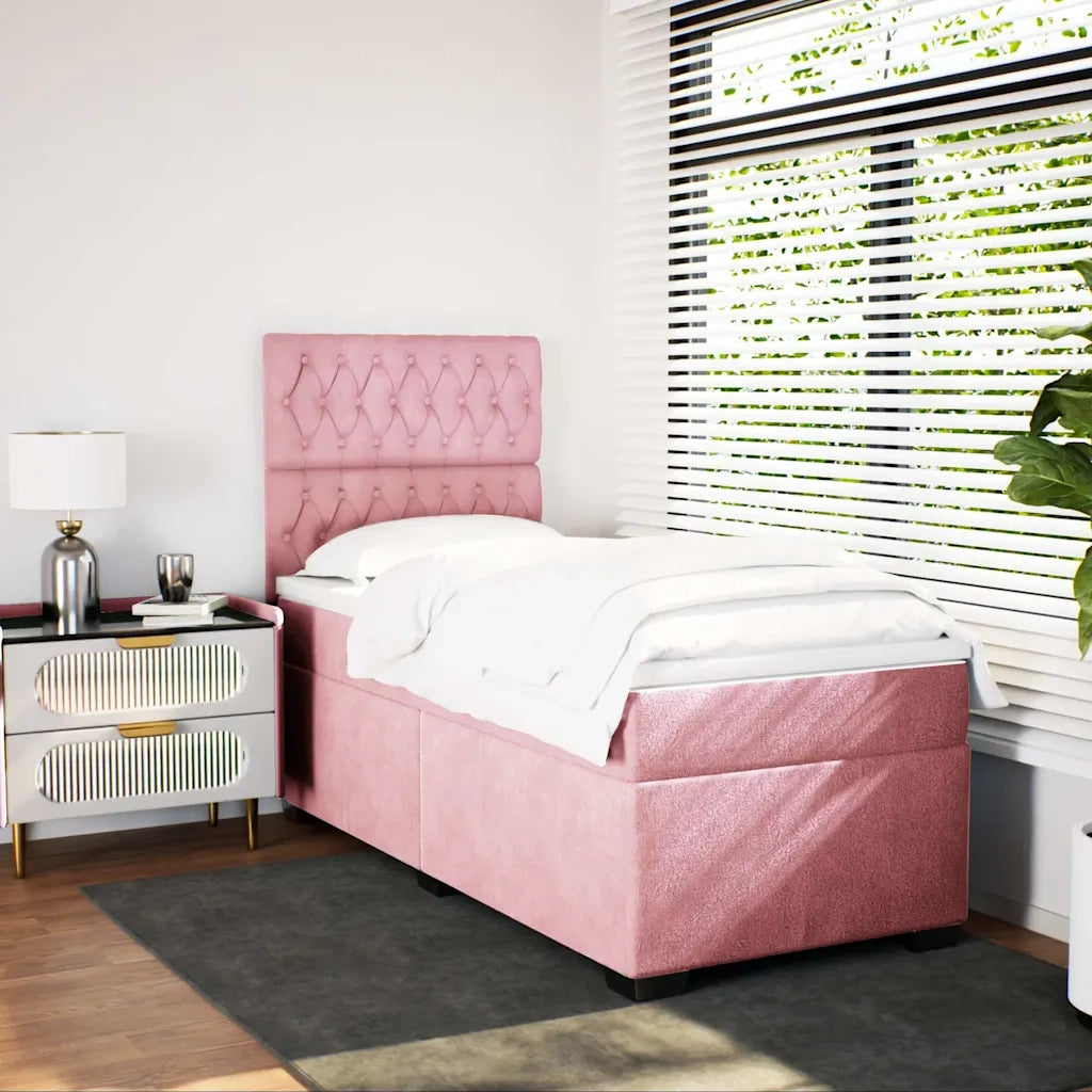 Giroletto a Molle con Materasso Rosa 80x200 cm in Velluto 3293073