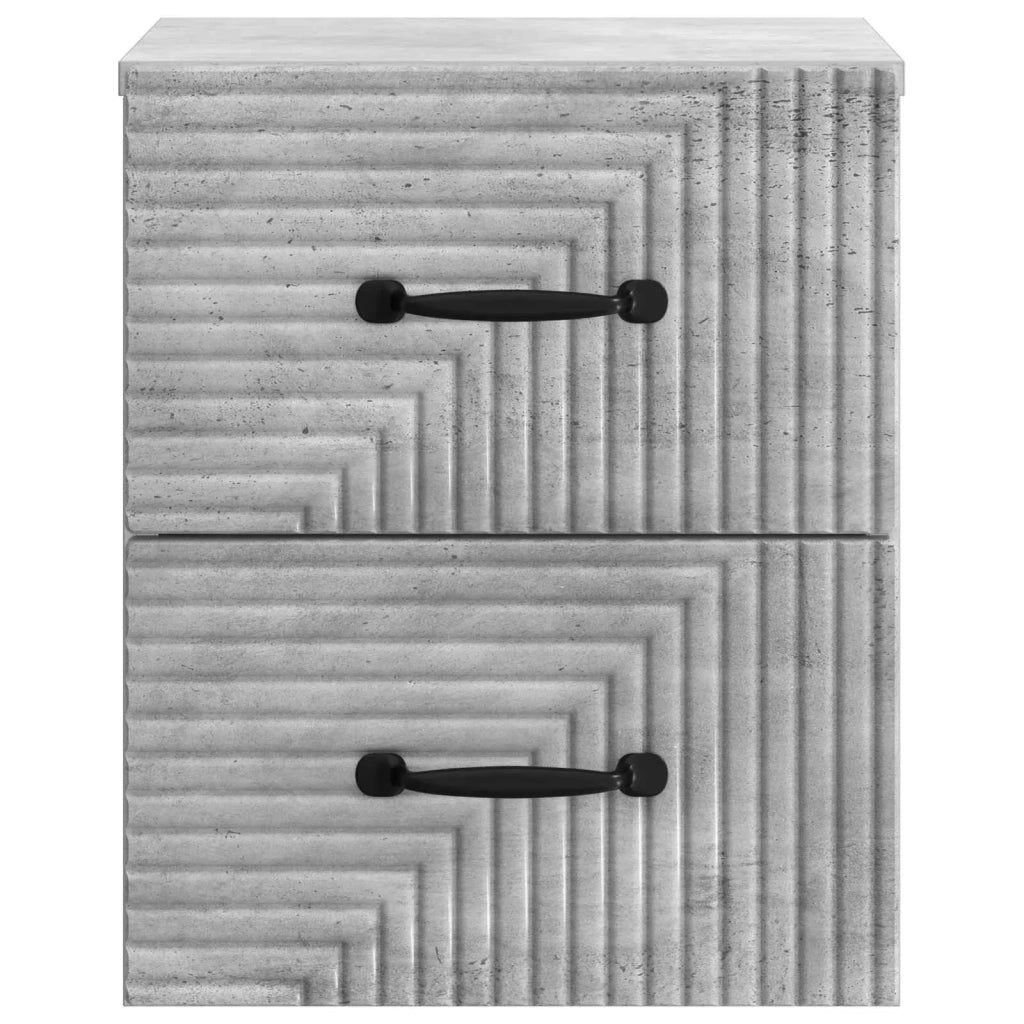 Mobiletto da notte a muro con cassetto 2 pcs Grigio Cemento