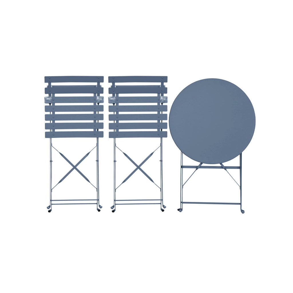 Set tavolo da giardino bistrot pieghevole in acciaio con 2 sedie,