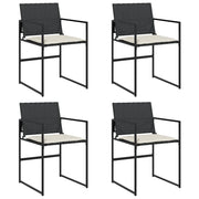Sedie da Giardino con Cuscini 4 pz | Sedie da Esterno Nere in Polyrattan