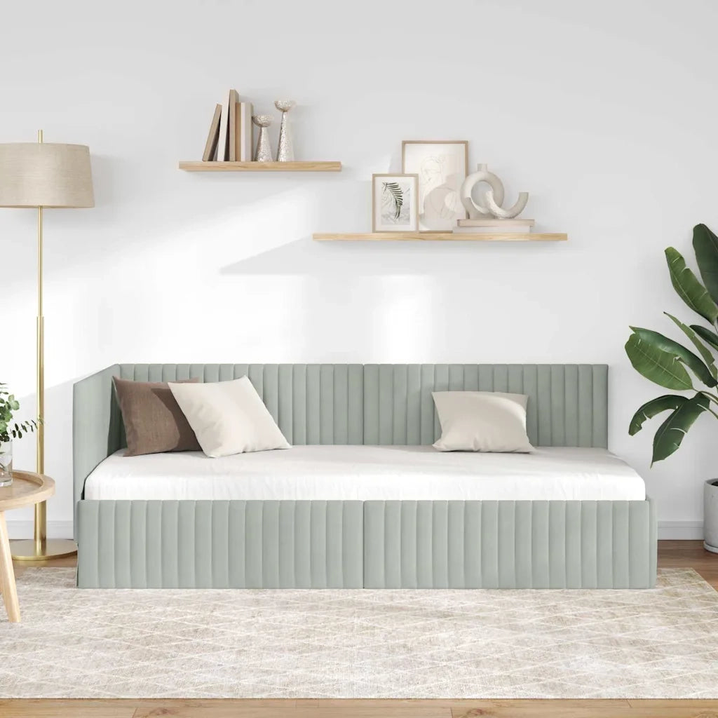 Letto singolo | Letto per adulti | Cornice del letto ad angolo Grigio chiaro 80 cm x 200 cm