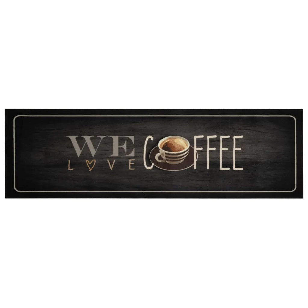 Tappeto da Cucina Lavabile Testo Caffè 45x150 cm in Velluto 4005590