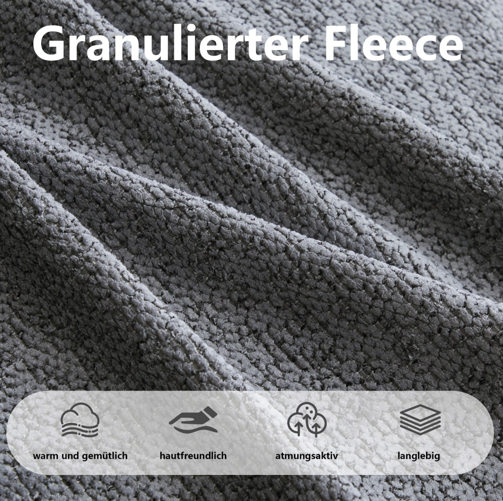 Divano modulare angolare 3 posti con ottomana; senza struttura; in fleece granulare grigio