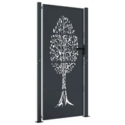 Cancello da giardino antracite 100x200 cm in acciaio con design ad albero CFW4159535