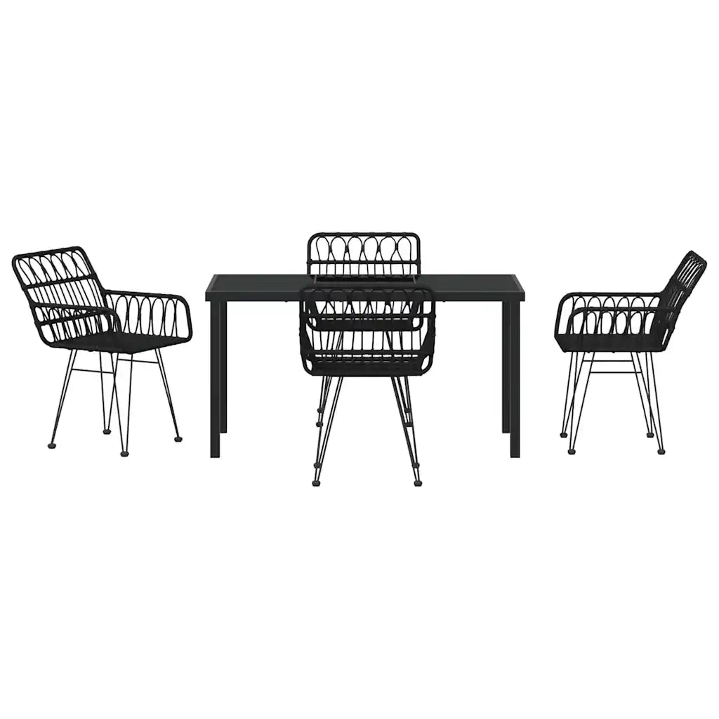 Set da Pranzo per Giardino 5 pcs Nero