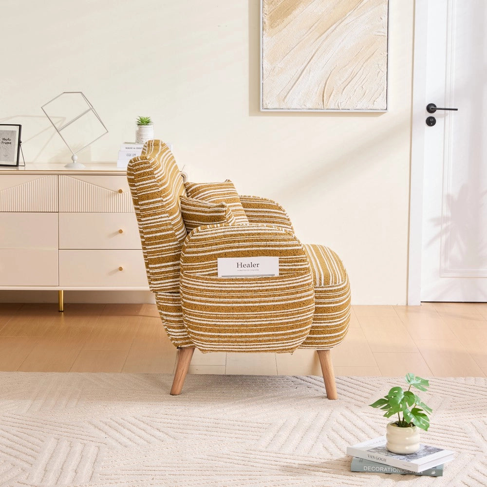 Divano 2 posti ¨C Minimal ¨C Tessuto imbottito grigio chiaro, con braccioli e cuscini, 140x80x90 cm