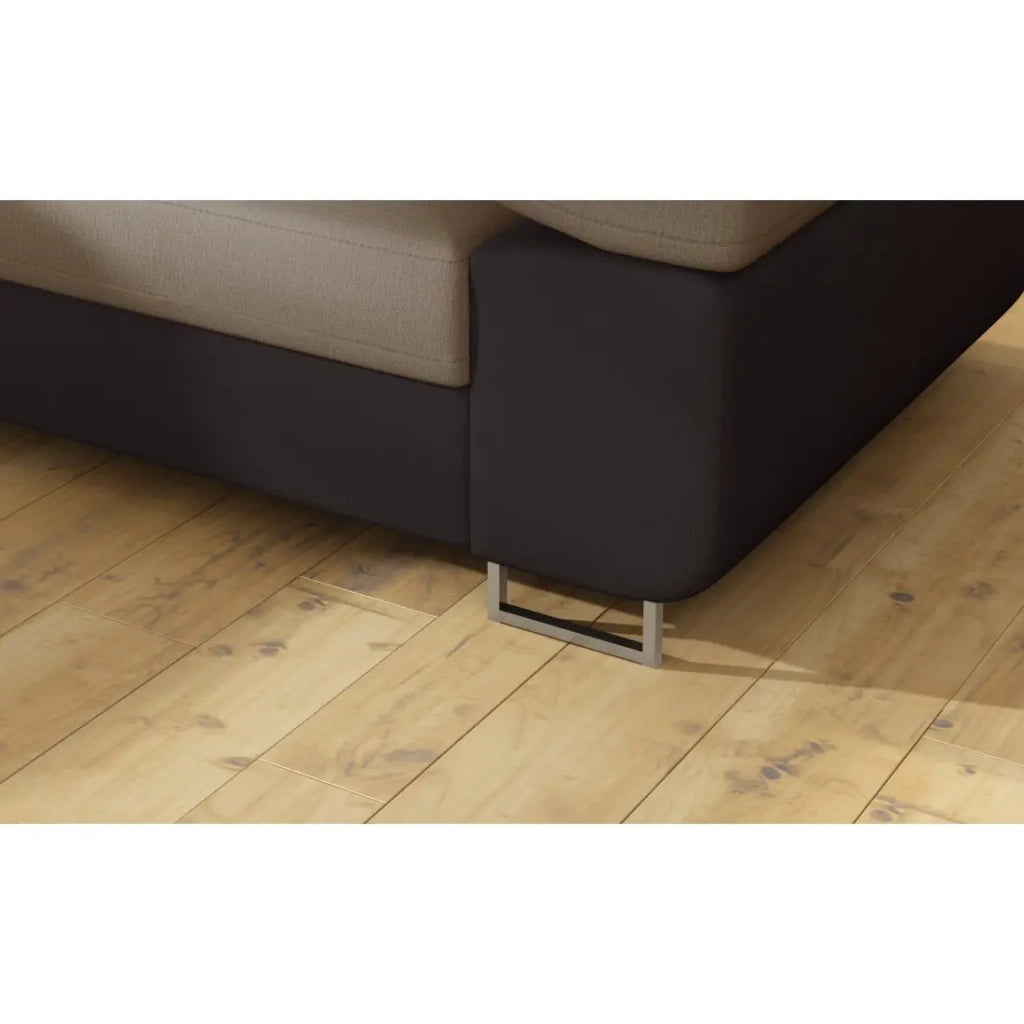 Divano angolare trasformabile MENTON beige e marrone bouclé – Angolo sinistro con contenitore