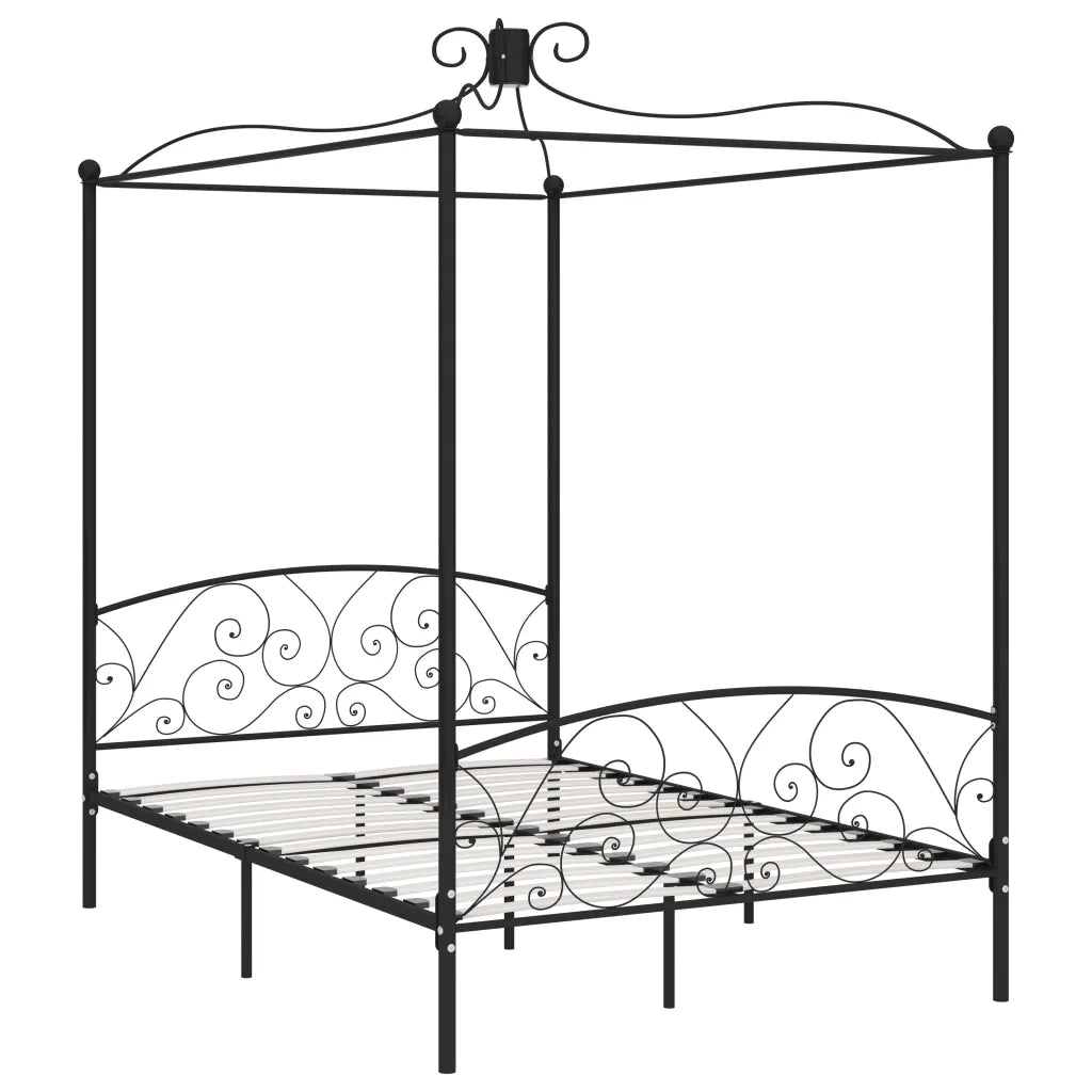 Letto a Baldacchino Nero in Metallo 140x200 cm 284477