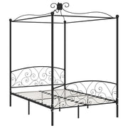 Letto a Baldacchino Nero in Metallo 140x200 cm 284477
