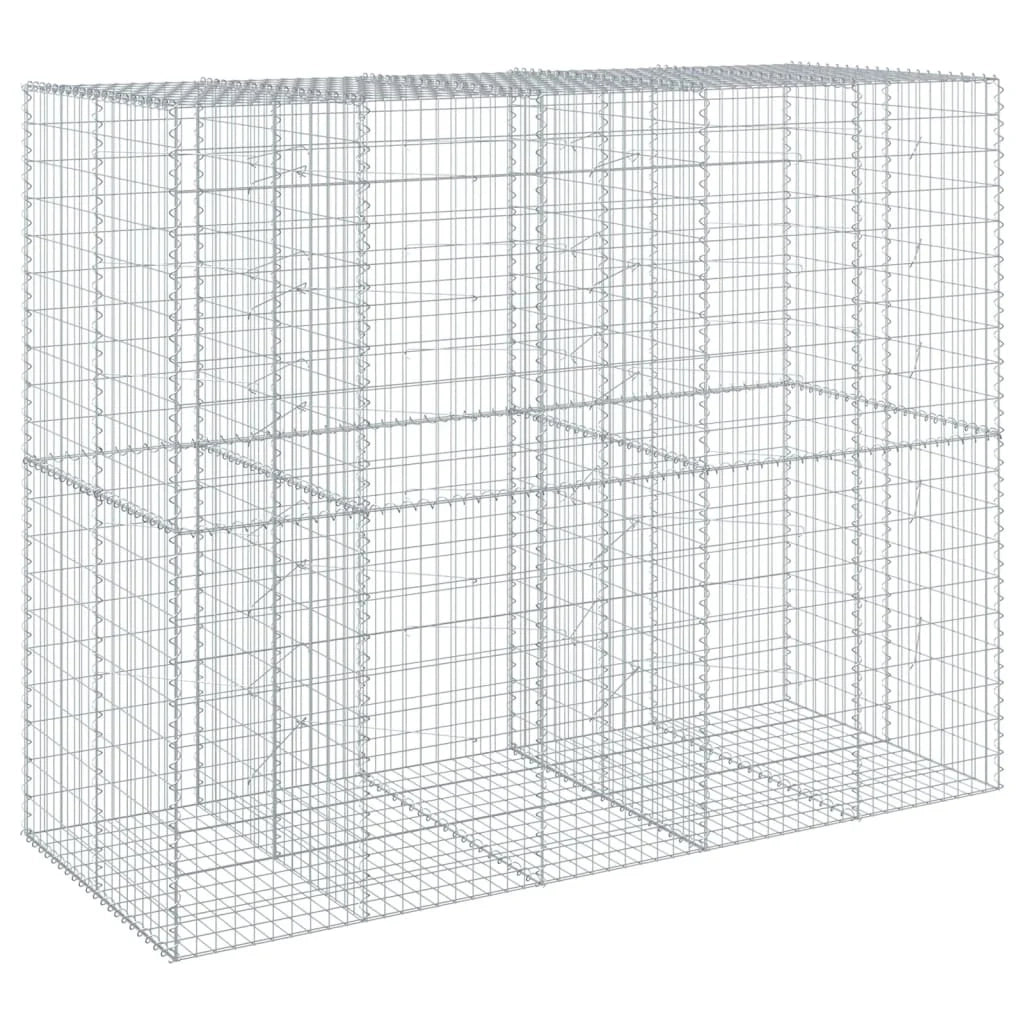 Gabbione recinto a gabbia muro di contenimento con coperchio 250 x 100 x 200 cm ferro zincato argento 02_0040148