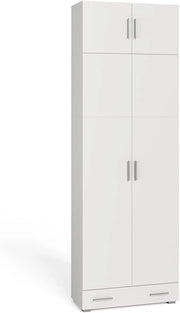 Scaffale per file Ingo, Bianco, 80 x 182.4 cm con estensione dell'armadio e cassetto, per la conservazione di documenti e raccoglitori nell’uso quotidiano in ufficio