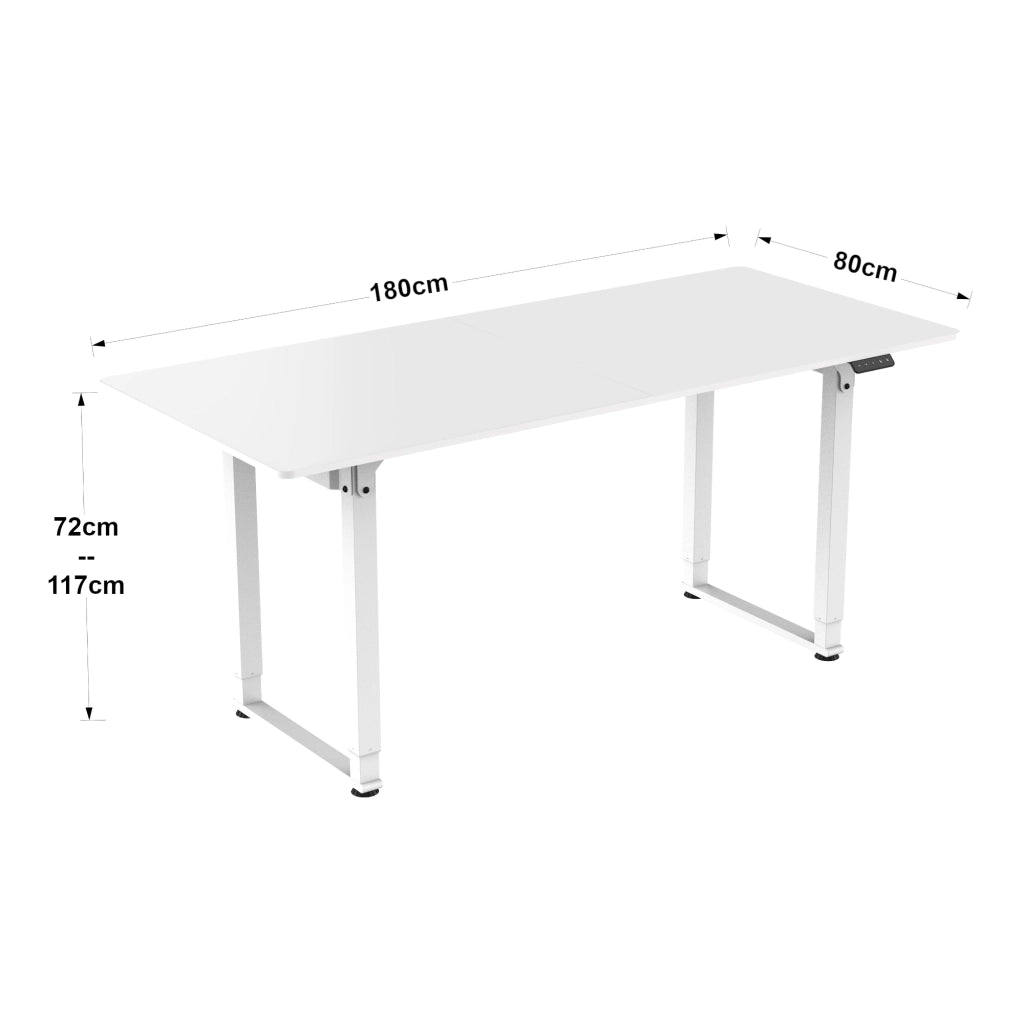 Scrivania Kirkkonummi con Piano Tavolo 180x80 cm cm Regolabile in Altezza - Bianco pro.tec