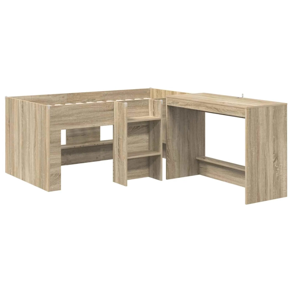 Letto alto per bambini con scrivania 2 pz Rovere Sonoma 3423464