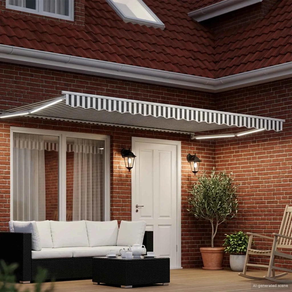 Tenda da Sole | Tenda retrattile manuale con LED Antracite e Bianco 4 ¡Á 3 m