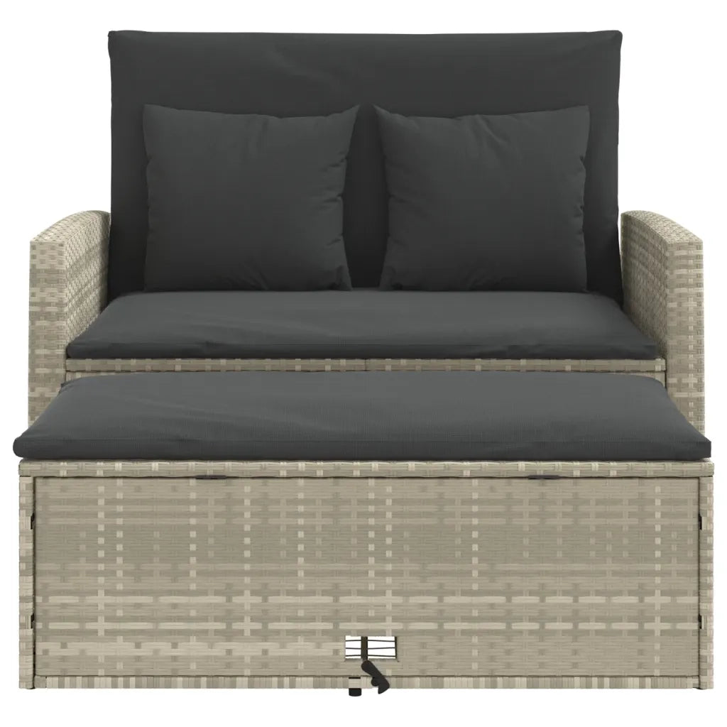 Divano da Giardino con Cuscini 2 Posti Grigio Chiaro Polyrattan 365137
