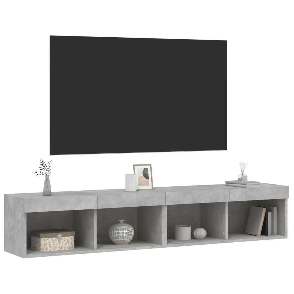 Mobili TV con Luci LED 2pz Grigio Cemento 80x30x30 cm 837148