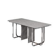 Tavolo da pranzo per 6-8 persone con gambe in metallo; Stile Moderno; in MDF e Metallo; 180×80×75 cm; Grigio