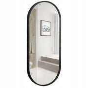 Grande specchio industriale ovale da bagno, soggiorno, camera da letto, nero, 75x40 cm