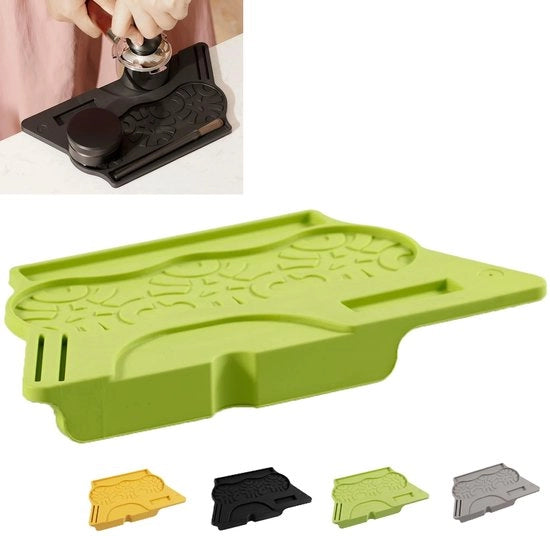 Tampermat in silicone, 24cm, per accessori per macchina da caffè, con angolo per tampone sicuro, per protezione del contenitore del caffè.