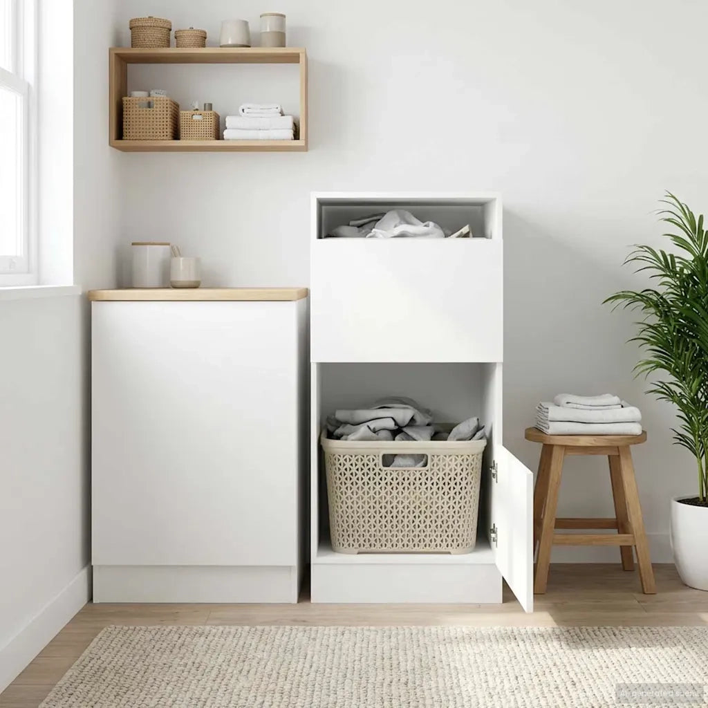 Mobile da lavanderia Bianco 50 x 68 x 102 cm Legno multistrato