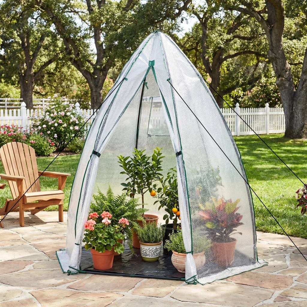 Mini serra portatile pe bolle pesante porta cerniera finestra rete pavimento-Serra cupola piccola esterno kit 160x139x182 cm