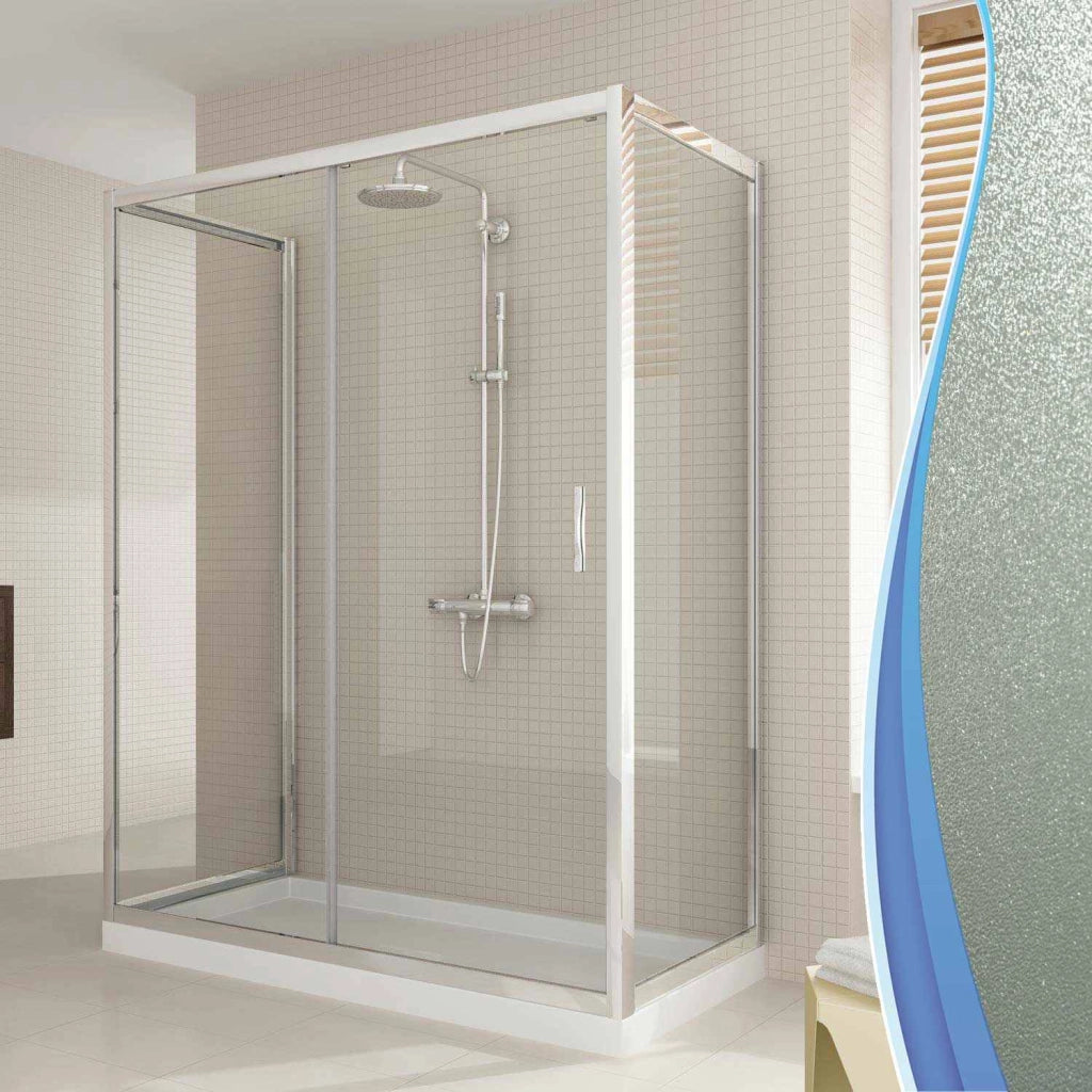 Box Doccia 3 Lati 70x110x70 cm 1 Anta Scorrevole in Cristallo Opaco 6mm H198 Fosterberg Viborg Trio