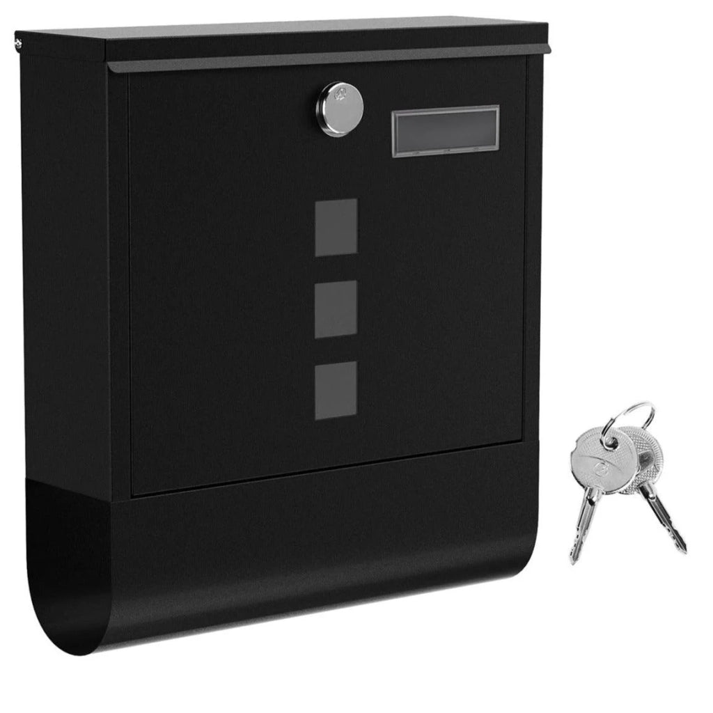 Cassetta postale da muro con serratura con coperchio finestrelle porta nome porta giornali facile da installare nero 12_0001641