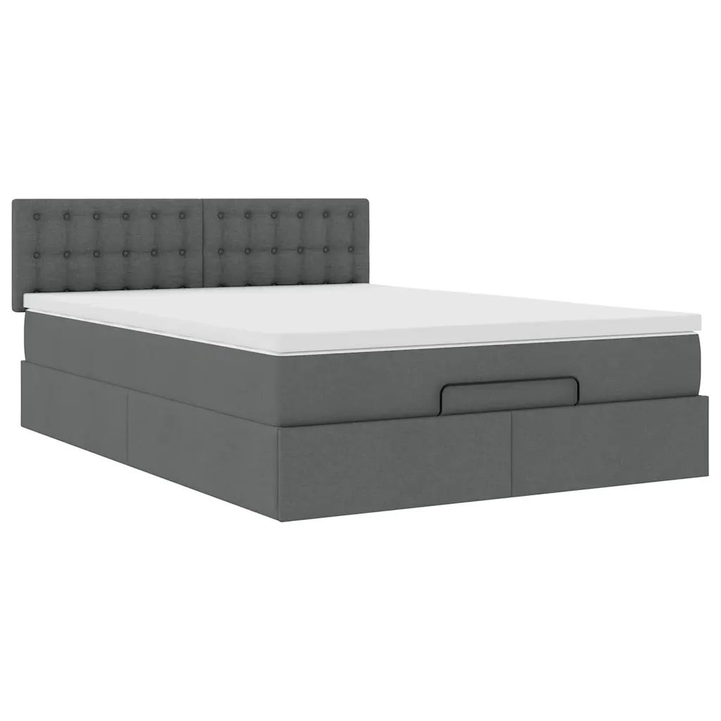 Pouf Letto con Materasso Grigio Scuro 140x200 cm in Tessuto 3311630