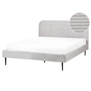 Letto grigio chiaro velluto a coste testiera con rete a doghe 160 x 200 cm design minimalista