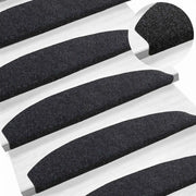 Tappetini per scale autoadesivi 15 pz | Gradini per Scale Nero 80 x 24,5 x 3,5 cm
