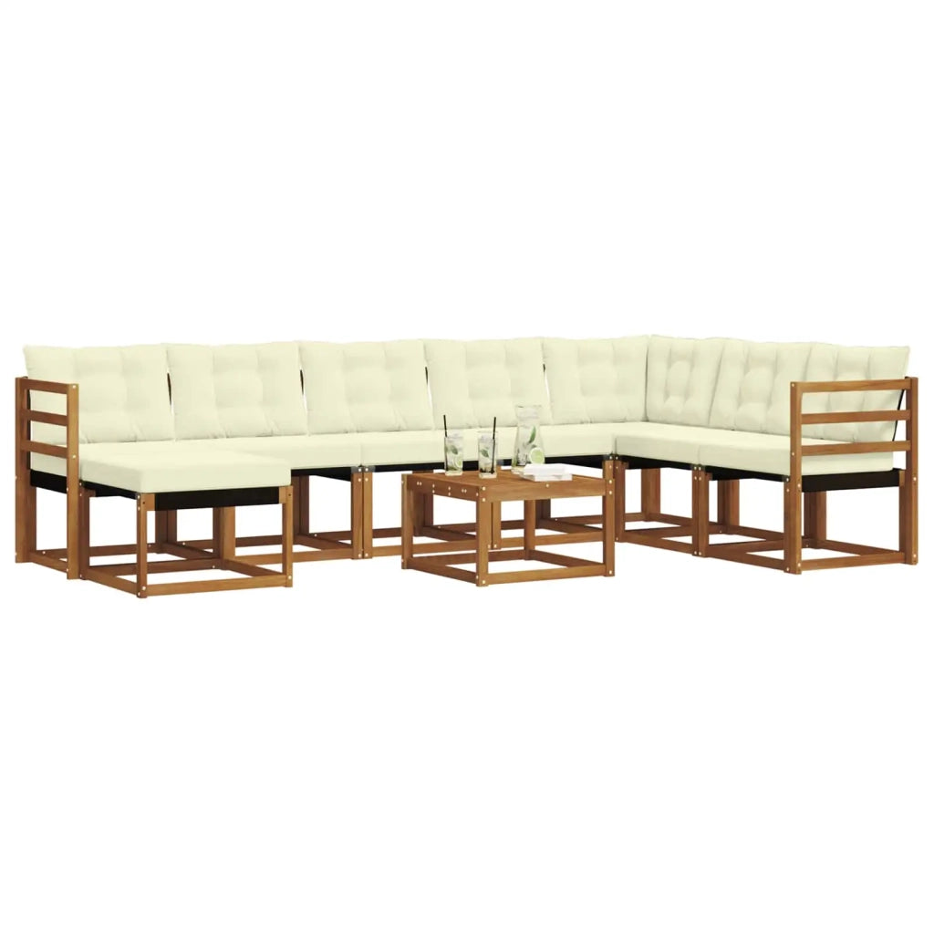 Set di divani da esterno con cuscino 9 pcs Naturale e Crema 3368965